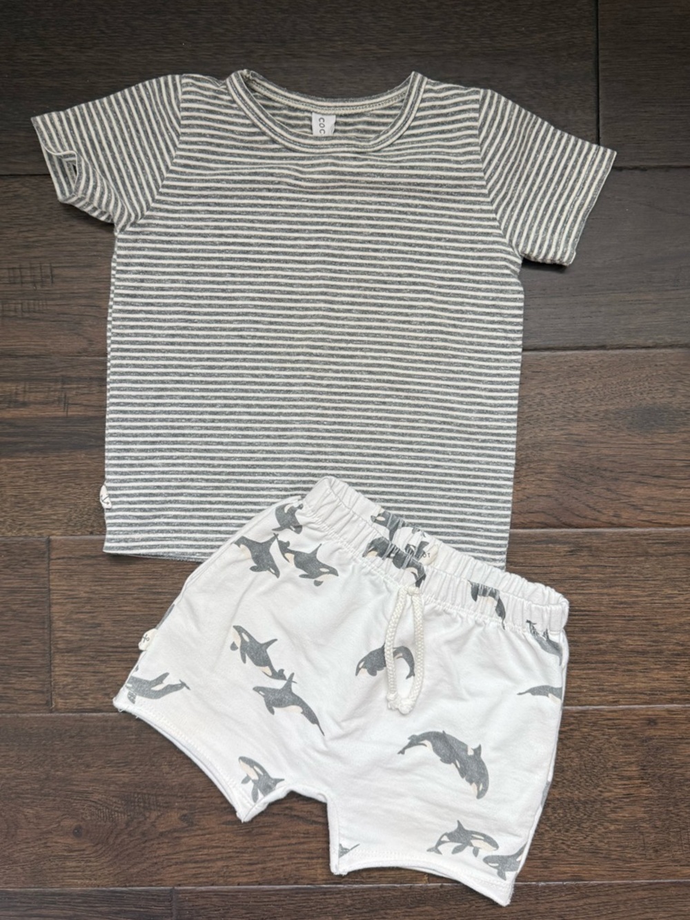 Cocoknot orca shorts and stripe tee 2T